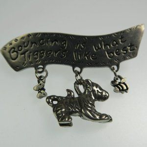 Silver tone Bouncing "Tigger" Pewter Brooch / Pin - Disney